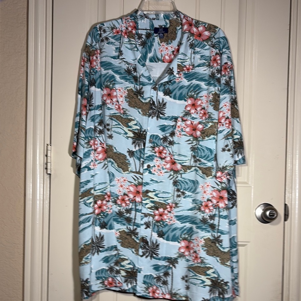 Men’s Tropical Floral Button-Up Shirt LIKE NEW 3XL (54-56), machine wash